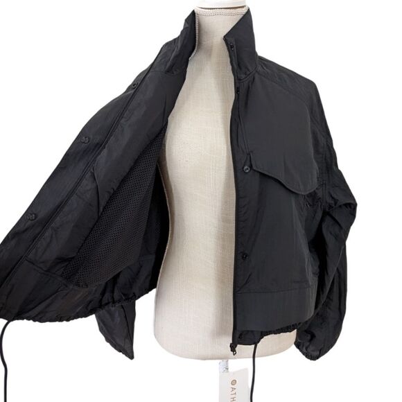 Athleta Canopy Parachute Jacket Short Black Lightweight Windbreaker Size M NWT - Picture 8 of 13